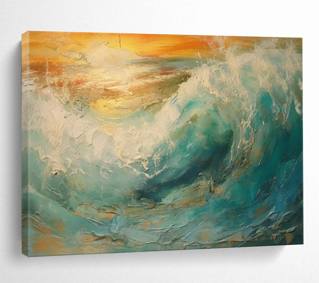 Hand - painted Generous - sized Powerful Ocean Wave Acrylic Art for Bold Living Rooms LargeART1801