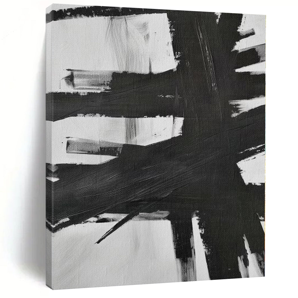 Massive Bold Black - White Abstract Acrylic for Gallery - like Home LargeART0266
