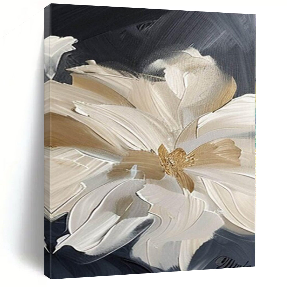 Cream and Black Floral Art, Great for Glamorous Dressing Room & Upscale Dining Area LargeART1092