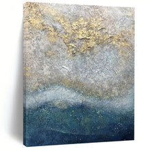 Load image into Gallery viewer, “Textured Gold &amp; Gray” Abstract Mixed - Media Painting on Canvas, Luxe Wall Art DKH958
