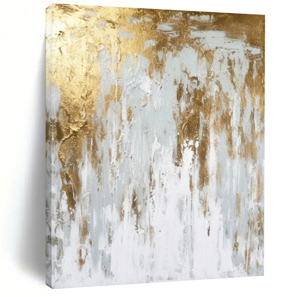Gold and Gray Drip Art Acrylic Art, Nice for Entryway & Master Bedroom LargeART1037