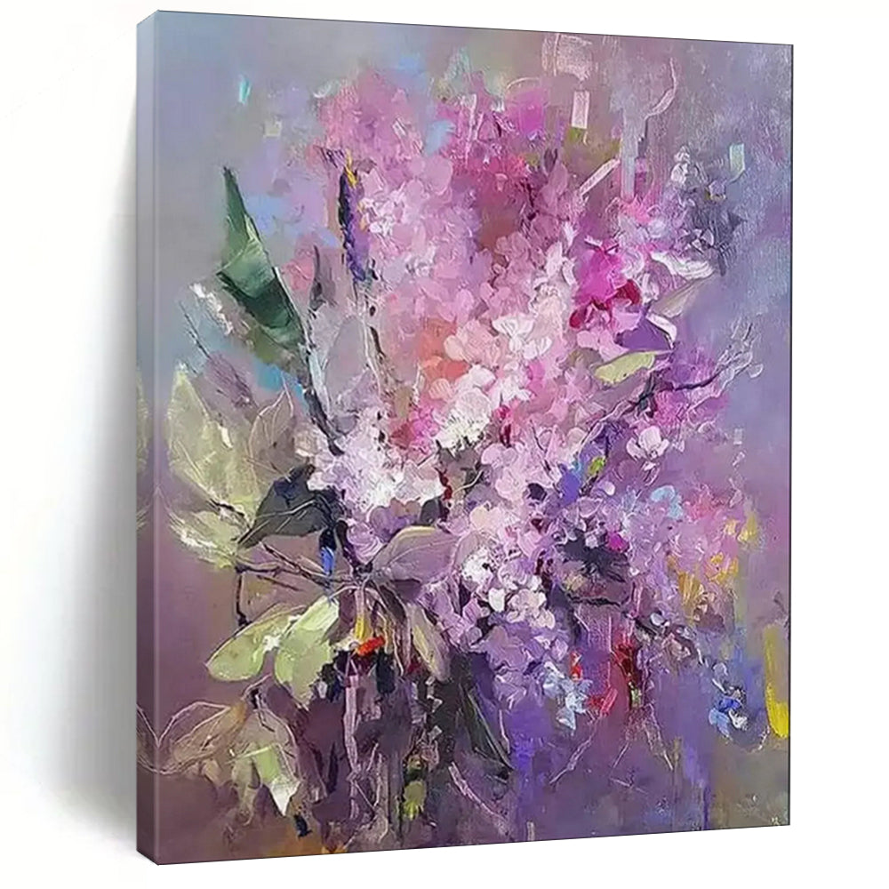 Purple & Pink Floral Abstract Painting, Ideal for Feminine Bedroom & Elegant Sitting Room LargeART2109