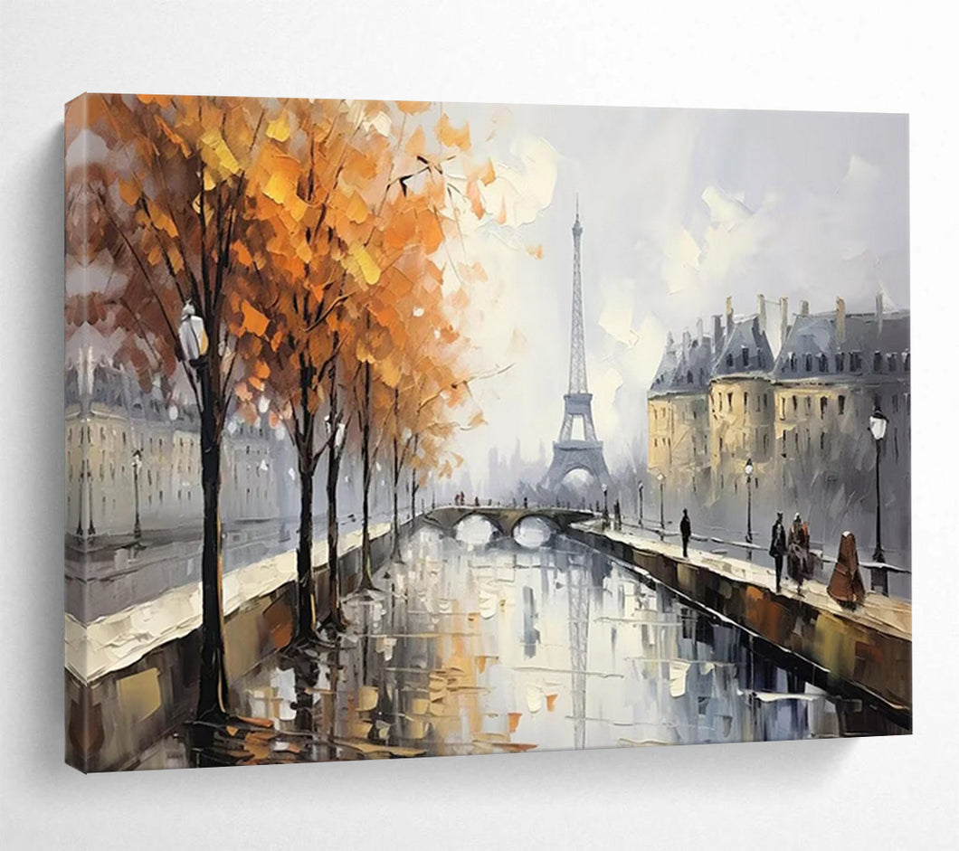 Autumn in Paris Large - scale acrylic painting DLZ171