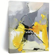 Load image into Gallery viewer, Gray, Yellow, and White Abstract Shapes Acrylic Art - Ideal for Mid - century Modern Living Room &amp; Creative Coworking Space LargeART0618
