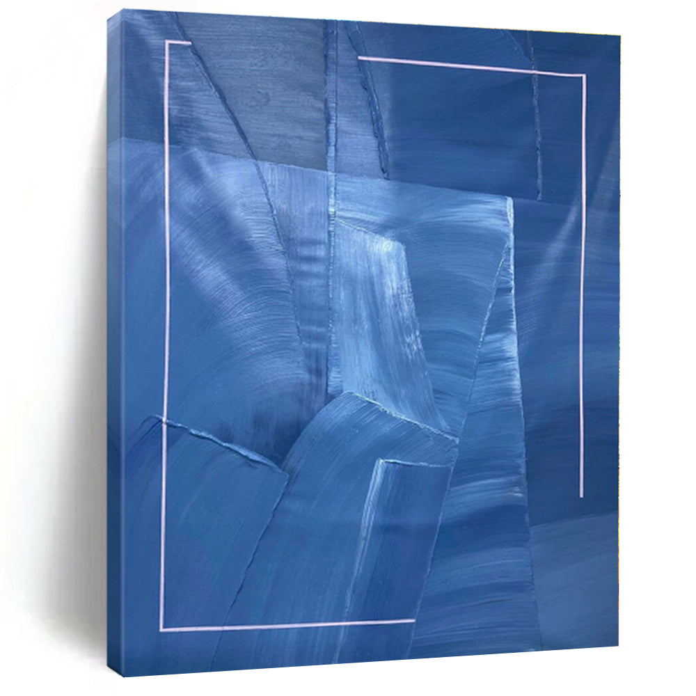 Large - Scale Blue - Purple Geometric Abstract Art for Modern Living Room & Creative Studio LargeART0458