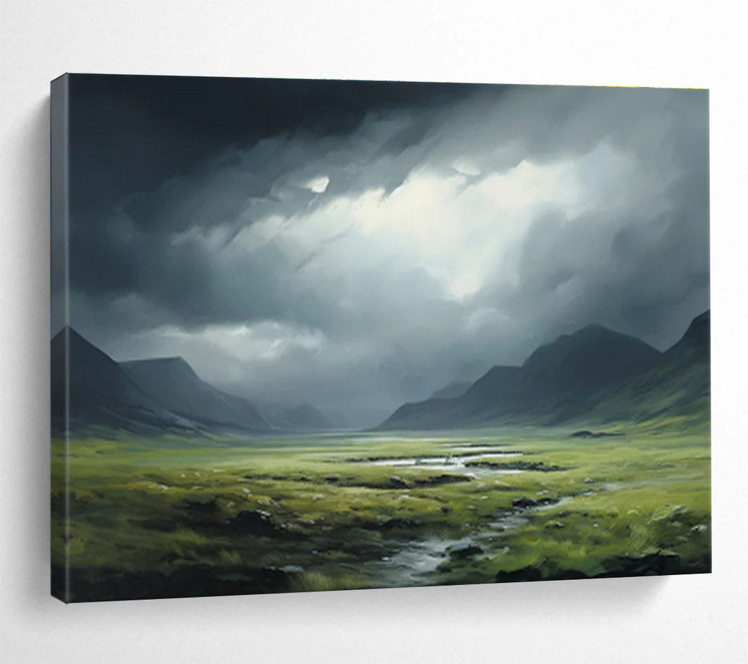 Dramatic Landscape Abstract Painting for Rustic Lodge & Nature - Lover’s Study DKH170