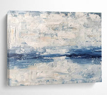Load image into Gallery viewer, Blue and White Textured Abstract “Seascape Impression” Painting on Canvas, Artistic Wall Decor DKH791
