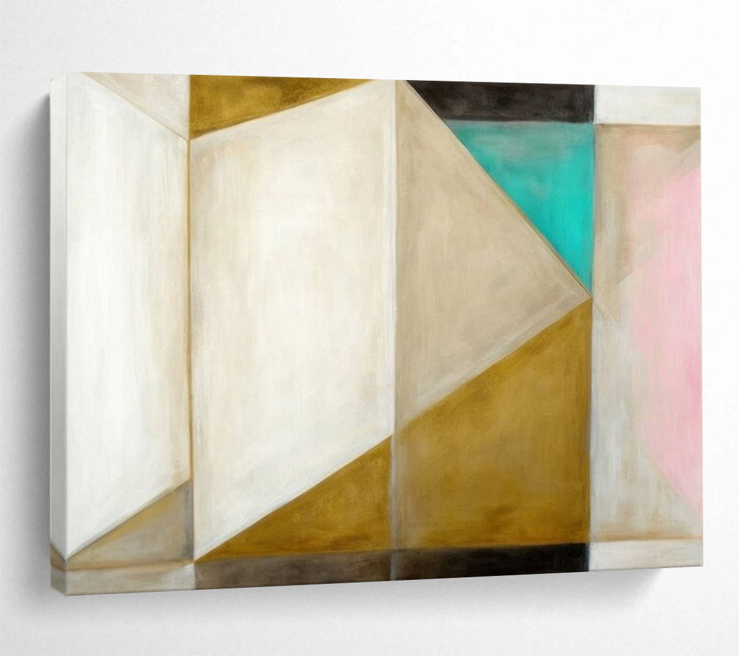 Hand - painted Extensive Geometric Shapes in Neutral and Color Acrylic Art for Modern Art Galleries LargeART1779