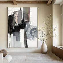 Load image into Gallery viewer, “Monochrome Abstract Gestures” - Black, White, Grey Abstract Art on Canvas DKH1271

