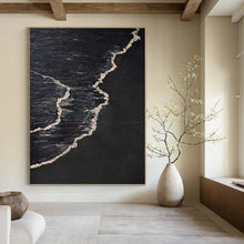 Load image into Gallery viewer, “Black &amp; White Waves” Abstract Coastal - Inspired Painting on Canvas, Dramatic Decor DKH959

