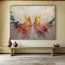Load image into Gallery viewer, Winged Art “Golden - Pink Wings” Painting on Canvas, Inspirational Decor DKH863
