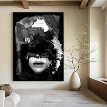Load image into Gallery viewer, Abstract Face in Black &amp; White – Bold Mixed - Media Portrait DTP232
