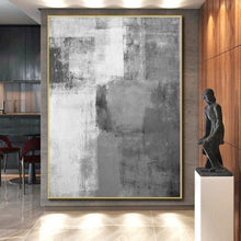 Load image into Gallery viewer, Oversized Gray - White Block Abstract Acrylic Art for Minimalist Home &amp; Studio Lounge LargeART0377
