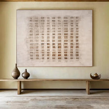 Load image into Gallery viewer, Beige &amp; Brown Textured Grid Abstract Art - Ideal for Minimalist Home Office &amp; Artistic Studio DKH050
