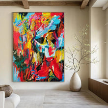 Load image into Gallery viewer, Colorful Dance of Figures Abstract Canvas Painting, Perfect for Lively Living Room &amp; Artistic Dance Studio LargeART1192
