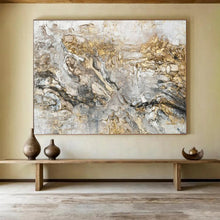 Load image into Gallery viewer, Hand - painted Large - scale Gray - Gold Textured Abstract Acrylic Art for Sophisticated Living Rooms LargeART1775
