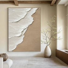 Load image into Gallery viewer, “Beige &amp; White Textured Abstraction” - Minimalist Plaster - like Art on Canvas DKH1476
