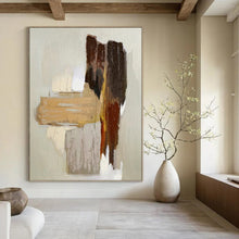 Load image into Gallery viewer, “Earthy Layers” - Minimalist Abstract Art, Ideal for Bedroom Calm, Abstract Painting on Canvas DKH1067
