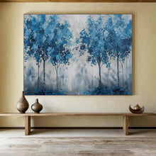 Load image into Gallery viewer, Hand - painted Large - Scale Blue Trees Abstract Landscape Acrylic Art for Calming Living Spaces LargeART1758
