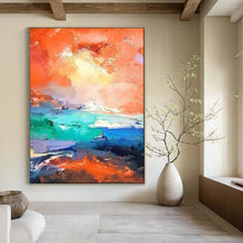 Load image into Gallery viewer, Orange &amp; Turquoise Abstract Art, Perfect for Modern Loft &amp; Creative Studio LargeART2114
