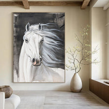 Load image into Gallery viewer, “White Horse Portrait” - Realistic Animal Art on Canvas DKH1529
