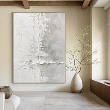 Load image into Gallery viewer, “White Textured Wall” – White &amp; Gray Abstract Acrylic with Rough Textures DTP066
