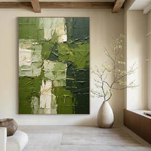 Load image into Gallery viewer, Grand Hand - painted Textured Green Layers Acrylic Art for Nature - Loving Lounges LargeART0187
