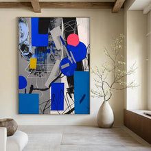 Load image into Gallery viewer, “Geometric Abstract in Blue, Gray, and Pink” – Modern Abstract Art with Clean Shapes DTP110
