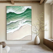 Load image into Gallery viewer, “Aerial Ocean Waves” – Surreal Seascape Acrylic Painting with Calming Tones DTP290
