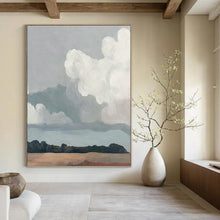 Load image into Gallery viewer, “Minimalist Cloudy Sky” - Subtle Toned Landscape Art on Canvas DKH1463
