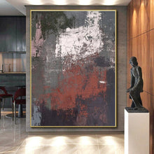 Load image into Gallery viewer, Oversized Gray - Red Textured Abstract Acrylic Art for Industrial Loft &amp; Modern Office LargeART0419
