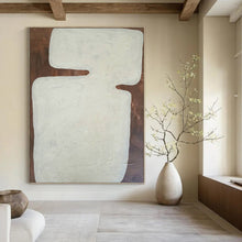 Load image into Gallery viewer, “White on Brown” - Textured Abstract Form Art, Abstract Painting on Canvas DKH1082
