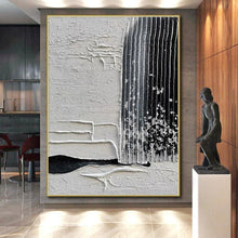 Load image into Gallery viewer, Monumental Textured Gray - Black Abstract Acrylic for Industrial - Chic Loft LargeART0280
