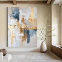Load image into Gallery viewer, Neutral and Gold Abstract Composition Canvas Painting, Ideal for Modern Living Room &amp; Refined Conference Room LargeART1242
