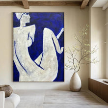 Load image into Gallery viewer, White Figures on Blue Abstract Art, Suited for Bohemian Living Room &amp; Artistic Café LargeART2329

