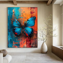 Load image into Gallery viewer, Vibrant Abstract Butterfly Art, Blue &amp; Color - Splashed Painting for Bohemian Living Room &amp; Nature - Lover’s Studio LargeART2194
