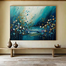 Load image into Gallery viewer, Riverbank Flowers “Dreamy Blooms” Painting on Canvas, Ethereal Floral Art DKH879

