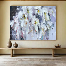 Load image into Gallery viewer, Hand - painted Large - dimension White Flowers with Colorful Accents Acrylic Art for Bright Living Rooms LargeART1763
