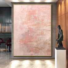 Load image into Gallery viewer, Hand - painted Substantial Soft Pink and Beige Abstract Acrylic Art for Serene Bedrooms LargeART0016
