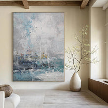 Load image into Gallery viewer, Impressionistic Coastal Harbor Abstract Canvas Painting, Great for Beach House Dining Room &amp; Nautical - Themed Spa LargeART1117
