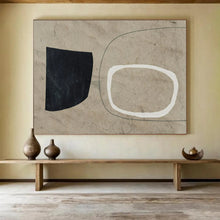 Load image into Gallery viewer, Hand - painted Extensive Minimalist Black and White Shapes Acrylic Art for Artistic Living Spaces LargeART1789
