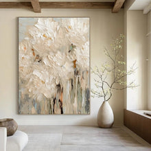 Load image into Gallery viewer, White Flower Abstract Painting, Suited for Elegant Dining Room &amp; Romantic Bedroom LargeART1330
