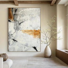 Load image into Gallery viewer, “Abstract Textured Grey &amp; Orange” - Modern Impasto Art on Canvas DKH1438
