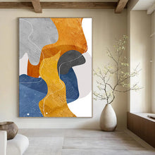Load image into Gallery viewer, “Color - Blocked Abstract with White Lines” - Modern Abstract Art on Canvas DKH1550
