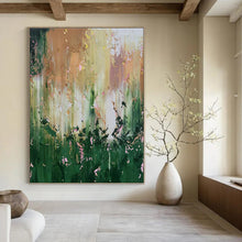Load image into Gallery viewer, Green - Gold Floral Abstract Painting, Suited for Botanical - Themed Bedroom &amp; Garden - Lover’s Study LargeART1403

