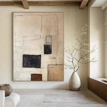 Load image into Gallery viewer, Oversized Hand - painted Neutral Tones Geometric Sketch Art for Minimalist Offices LargeART0159

