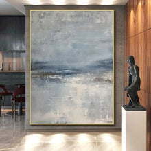 Load image into Gallery viewer, Blue - Gray Abstract Horizon Art for Coastal Home &amp; Serene Office LargeART0860
