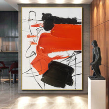 Load image into Gallery viewer, Large - Format Red - Black Abstract Art for Bold Home Office &amp; Dramatic Living Room LargeART0513

