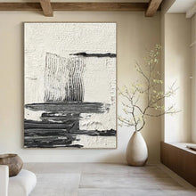 Load image into Gallery viewer, “Layered Geometry” – Thin black and gray strokes, stacked forms on textured white DTP388
