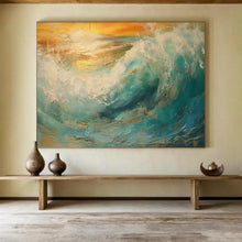 Load image into Gallery viewer, Hand - painted Generous - sized Powerful Ocean Wave Acrylic Art for Bold Living Rooms LargeART1801
